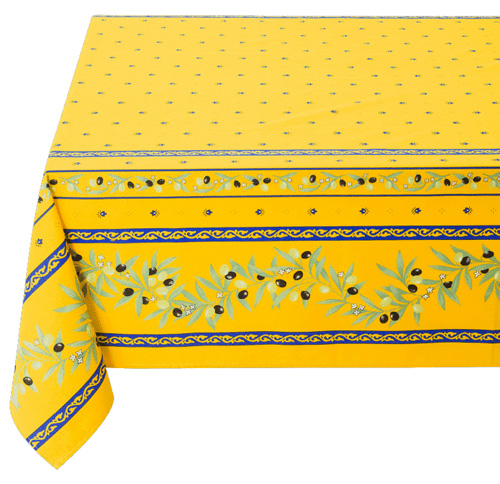 French tablecloth coated or cotton Ramatuelle Yellow-blue